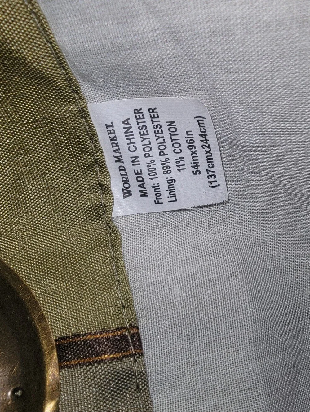 World Market Curtain Set Olive and Taupe Striped Lined 54X96